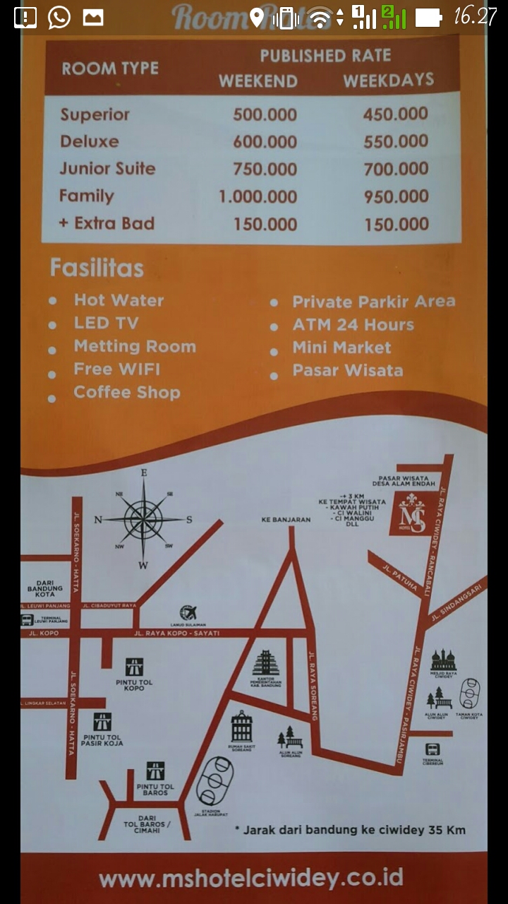 Rate MS Hotel Ciwidey 24 sd 30 Desember 2018